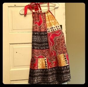 Joshua Silky Halter Patterned Scarf Dress Size Small